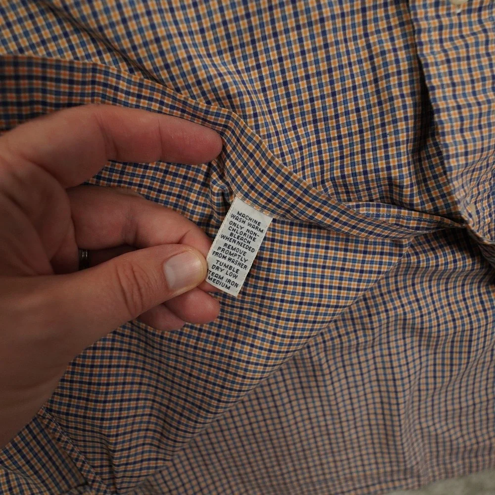 Ralph Lauren Blake Button Up Shirt Men's Medium Plaid Blue Orange Preppy